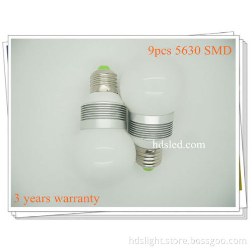 Epistar/Bridgelux/Cree Chip 4W -5W E27 9PCS 5630 led bulb